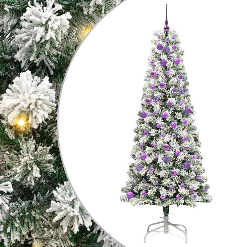 Kunstigt Hinged Juletræ med 300 LED'er Grøn og Hvid 210 cm