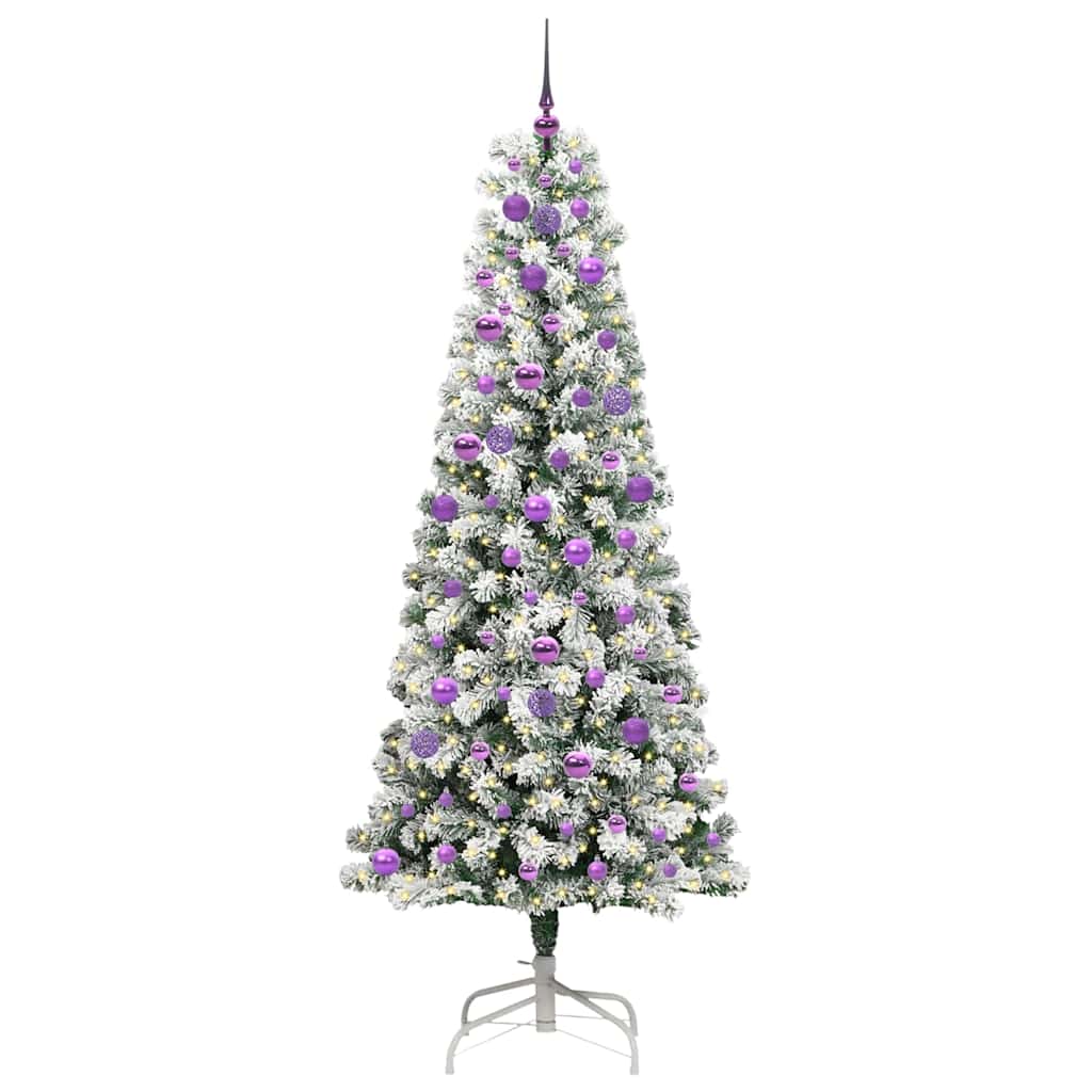 Kunstigt Hinged Juletræ med 300 LED'er Grøn og Hvid 210 cm