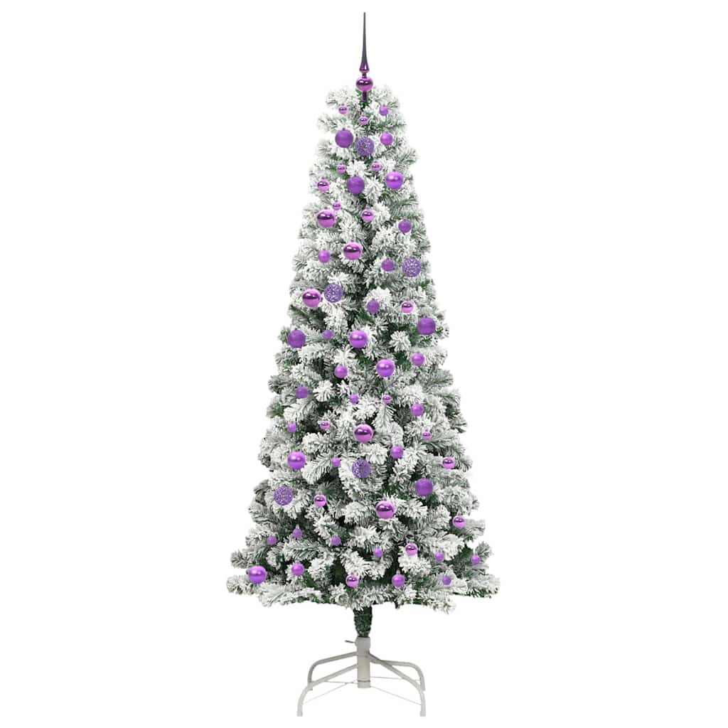 Kunstigt Hinged Juletræ med 300 LED'er Grøn og Hvid 210 cm