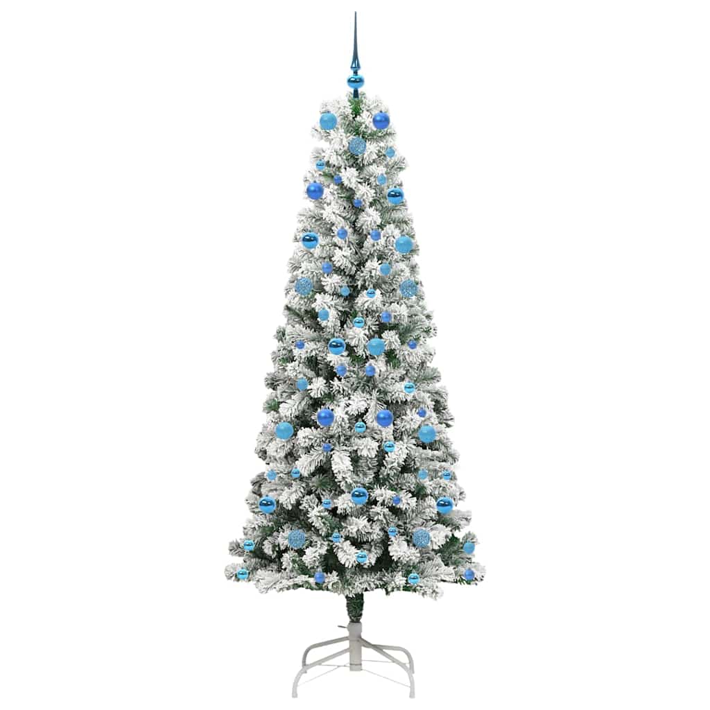 Kunstigt Hinged Juletræ med 300 LED'er Grøn og Hvid 210 cm