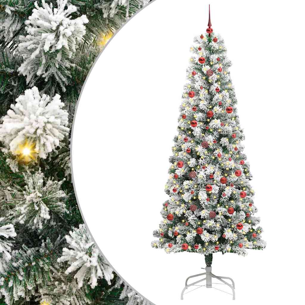 Kunstigt Hinged Juletræ med 300 LED'er Grøn og Hvid 240 cm