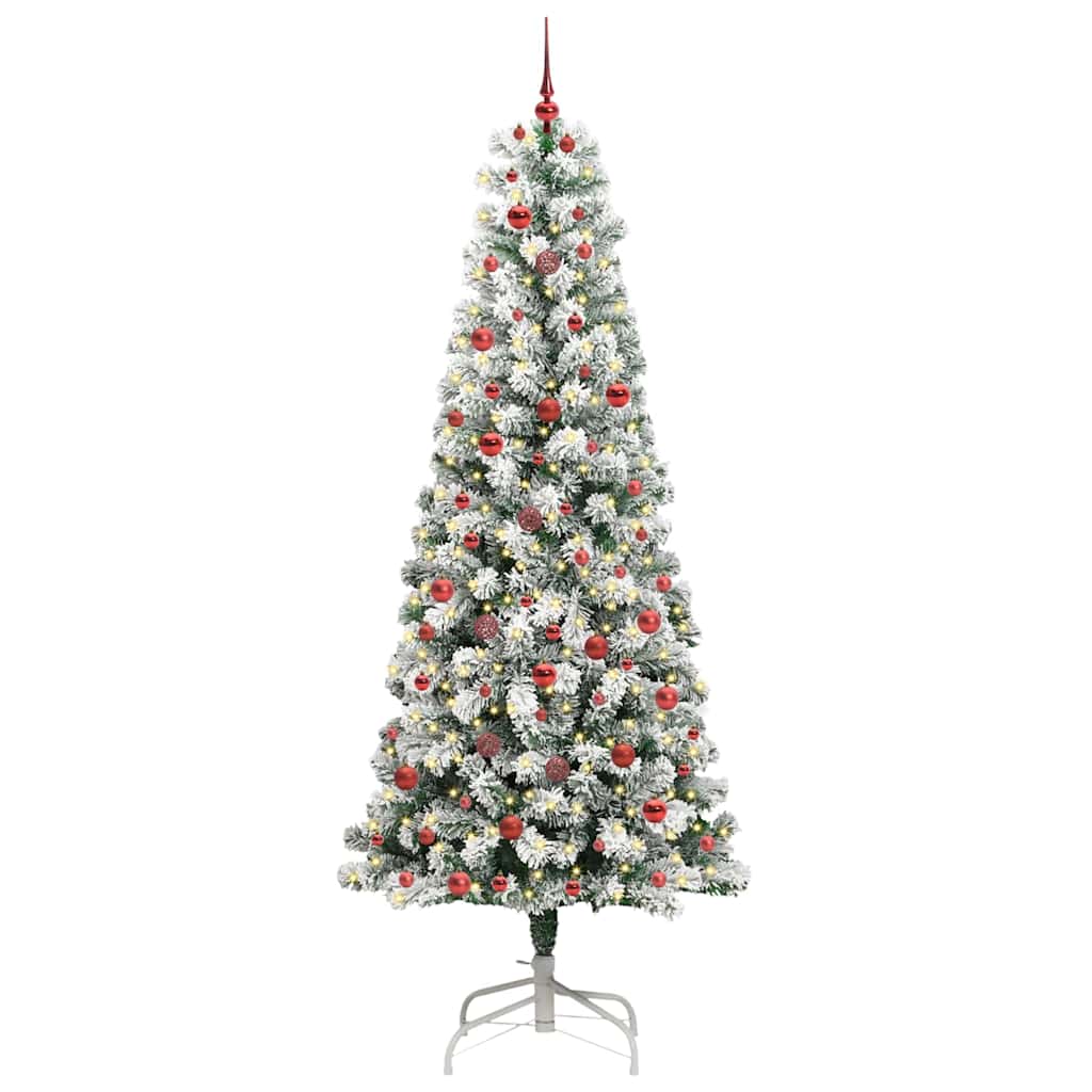 Kunstigt Hinged Juletræ med 300 LED'er Grøn og Hvid 240 cm