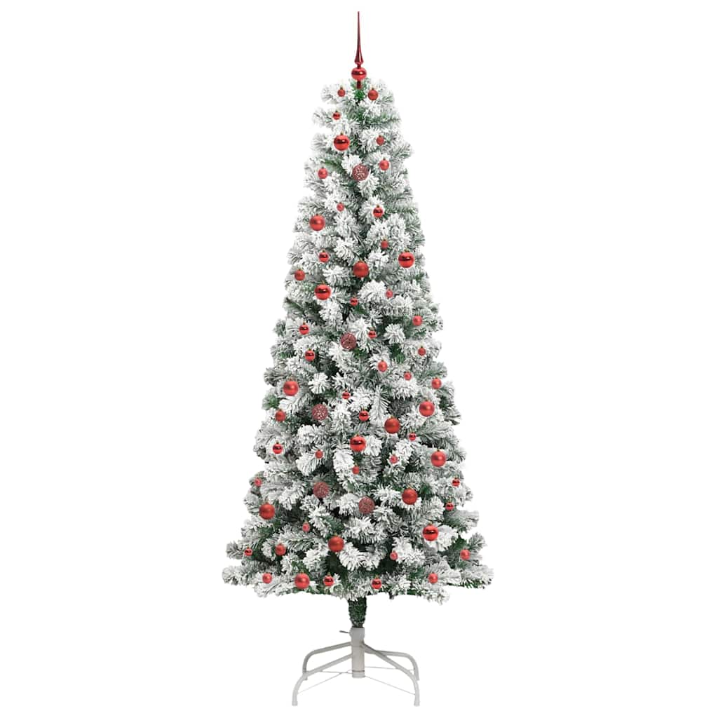 Kunstigt Hinged Juletræ med 300 LED'er Grøn og Hvid 240 cm