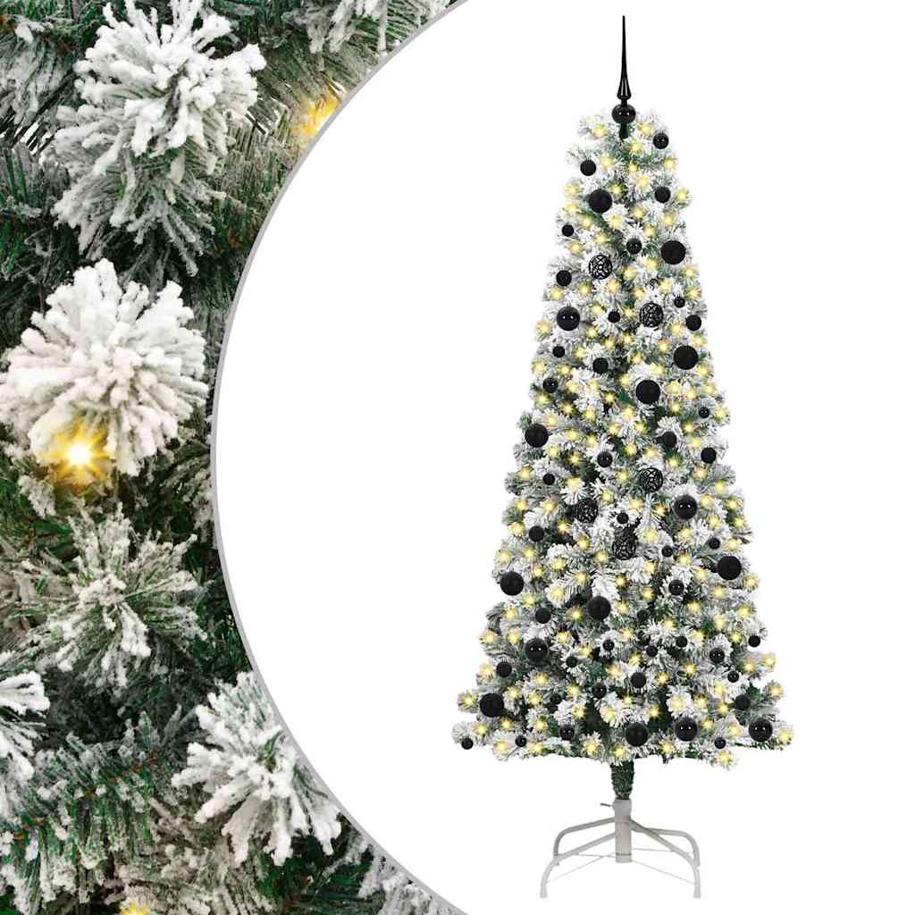 Kunstigt Hinged Juletræ med 300 LED'er Grøn og Hvid 240 cm