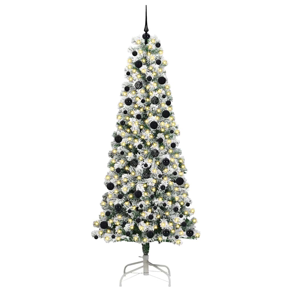 Kunstigt Hinged Juletræ med 300 LED'er Grøn og Hvid 240 cm