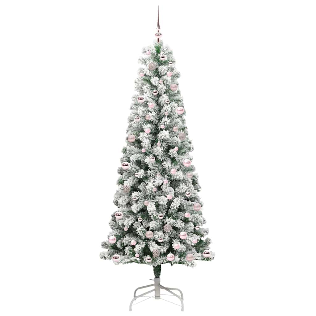 Kunstigt Hinged Juletræ med 300 LED'er Grøn og Hvid 240 cm