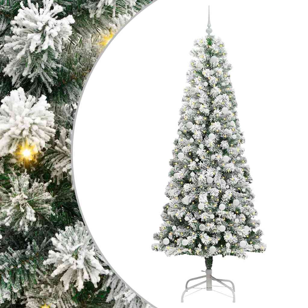 Kunstigt Hinged Juletræ med 300 LED'er Grøn og Hvid 240 cm