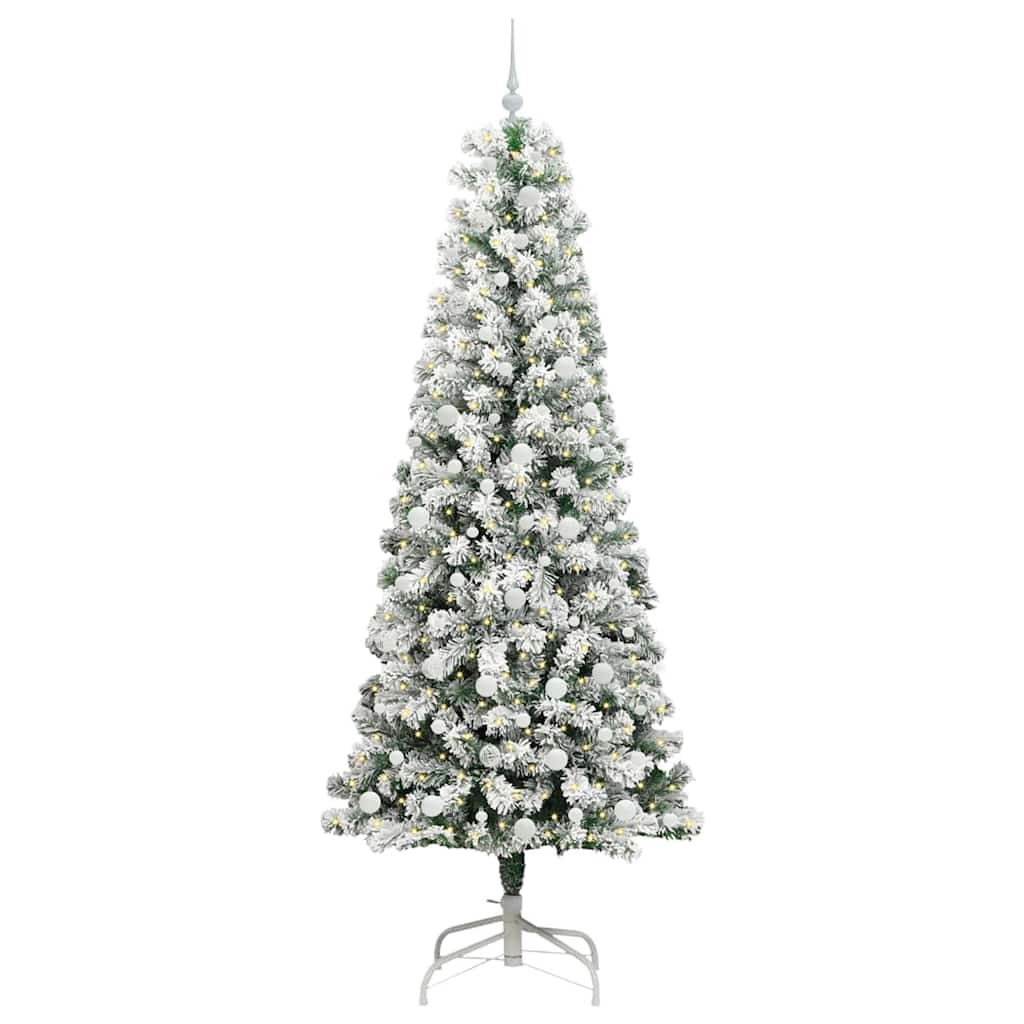 Kunstigt Hinged Juletræ med 300 LED'er Grøn og Hvid 240 cm