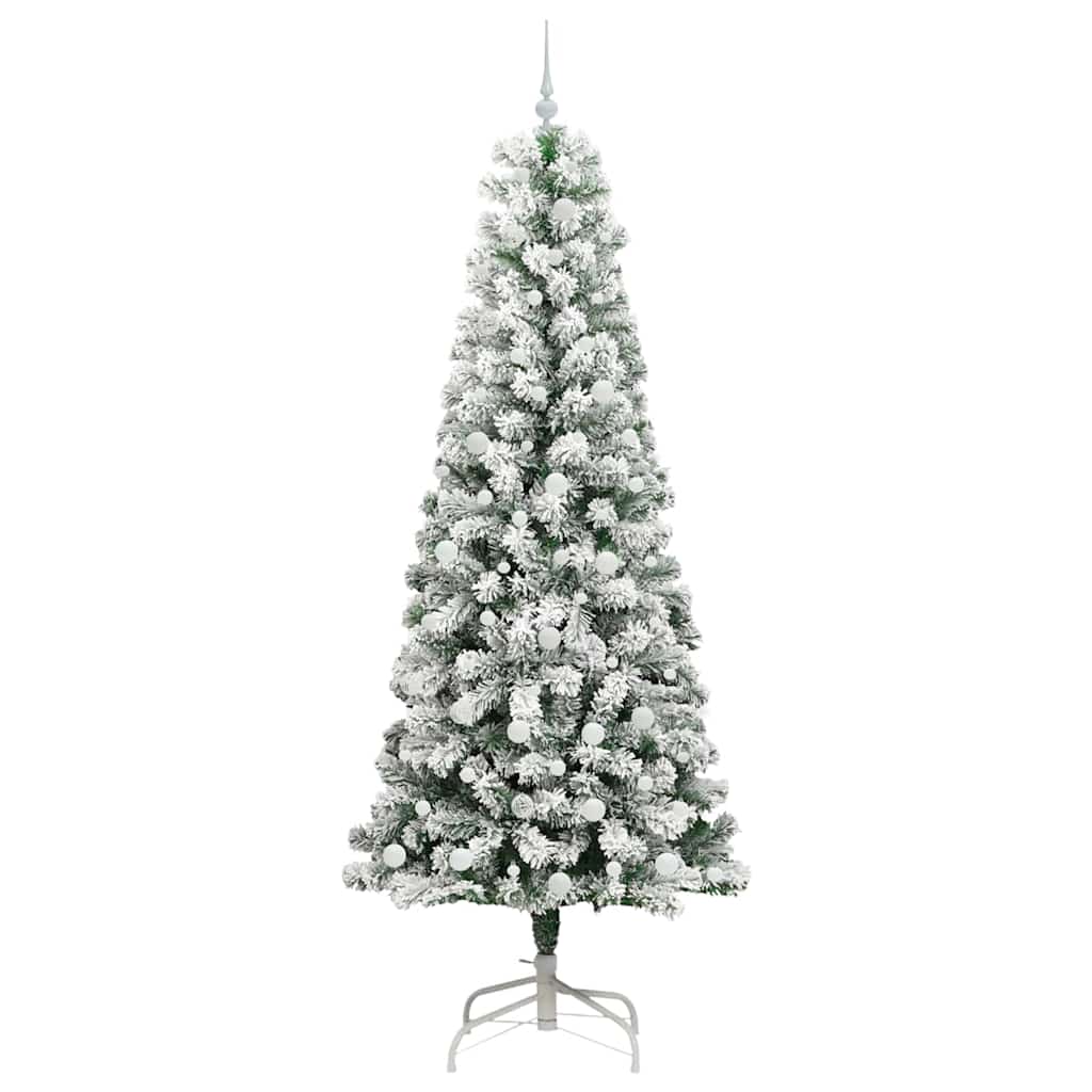 Kunstigt Hinged Juletræ med 300 LED'er Grøn og Hvid 240 cm