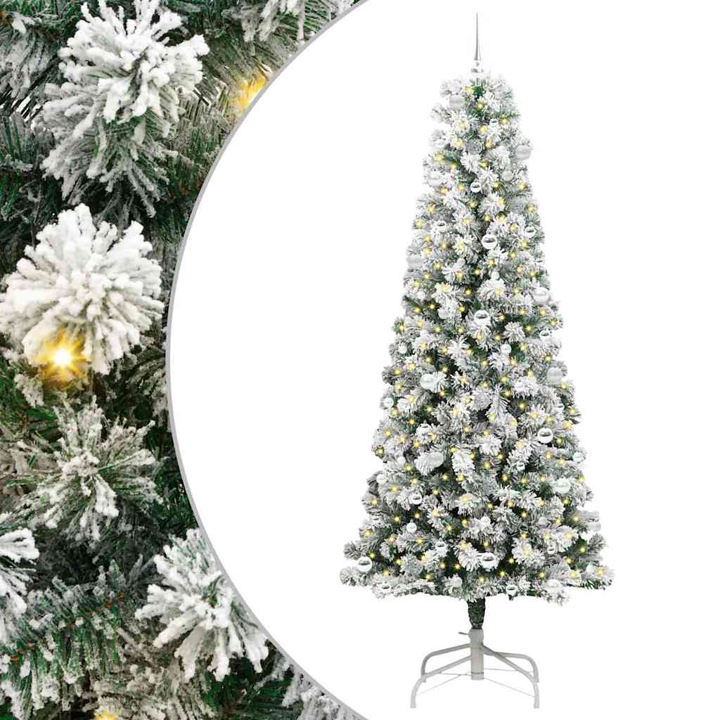 Kunstigt Hinged Juletræ med 300 LED'er Grøn og Hvid 240 cm