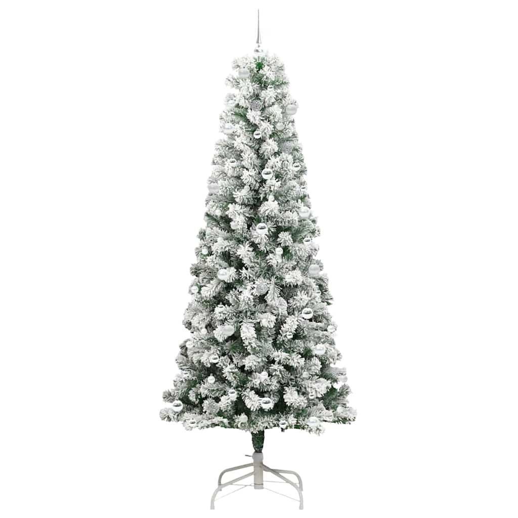 Kunstigt Hinged Juletræ med 300 LED'er Grøn og Hvid 240 cm