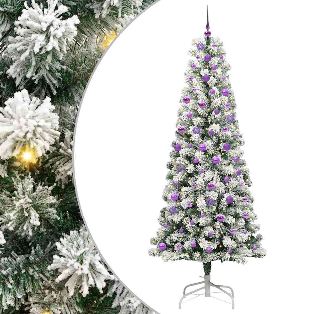 Kunstigt Hinged Juletræ med 300 LED'er Grøn og Hvid 240 cm