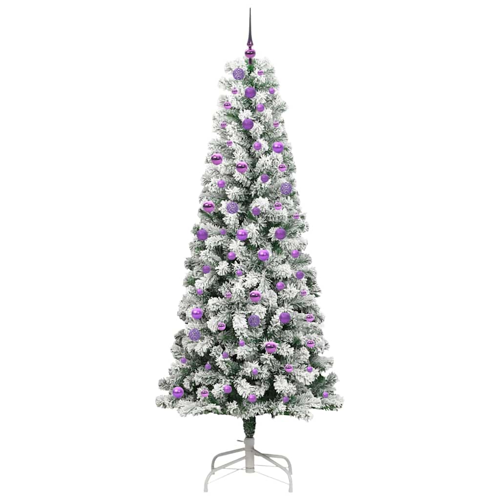 Kunstigt Hinged Juletræ med 300 LED'er Grøn og Hvid 240 cm