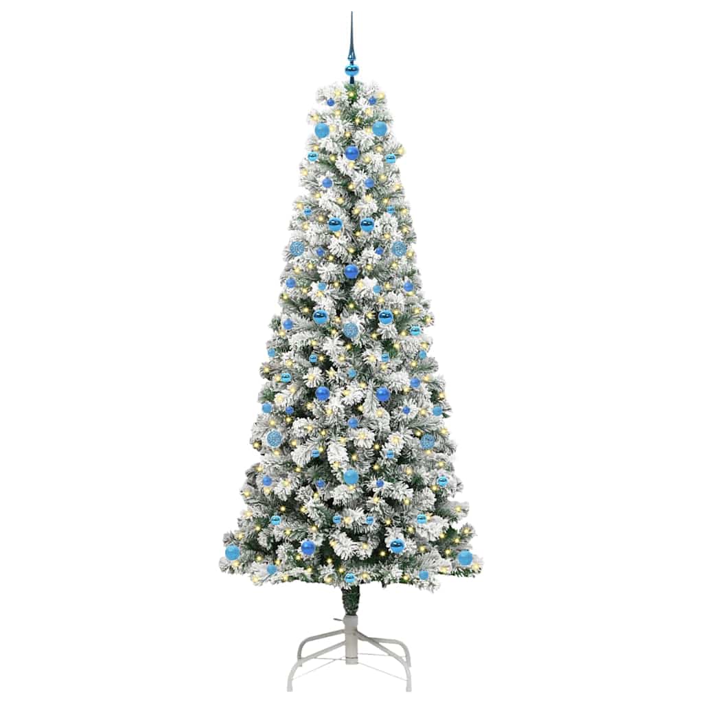 Kunstigt Hinged Juletræ med 300 LED'er Grøn og Hvid 240 cm