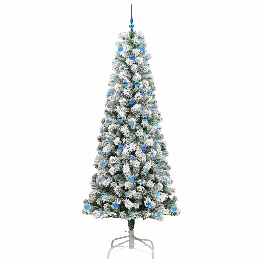 Kunstigt Hinged Juletræ med 300 LED'er Grøn og Hvid 240 cm