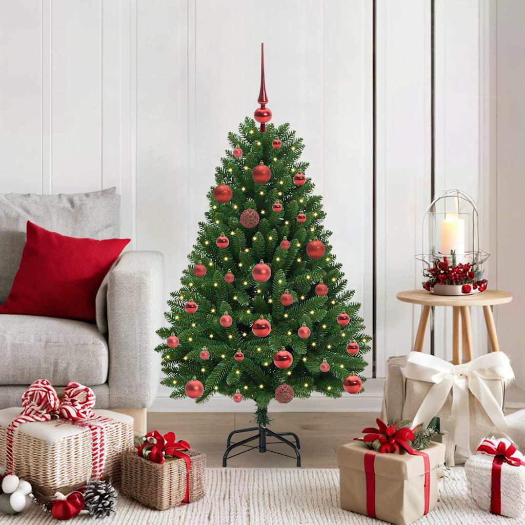 Kunstigt juletræ med 150 LED'er Grøn 120 cm PVC og metal