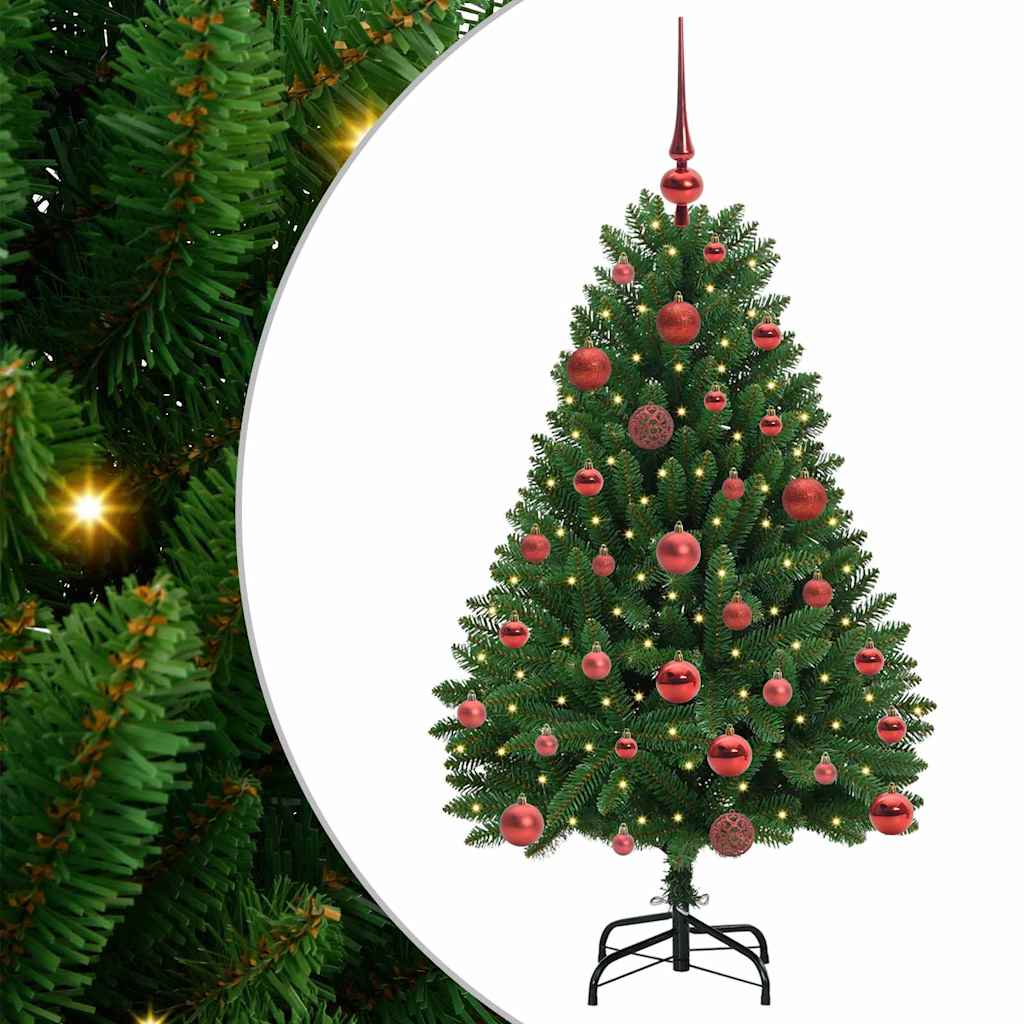 Kunstigt juletræ med 150 LED'er Grøn 120 cm PVC og metal