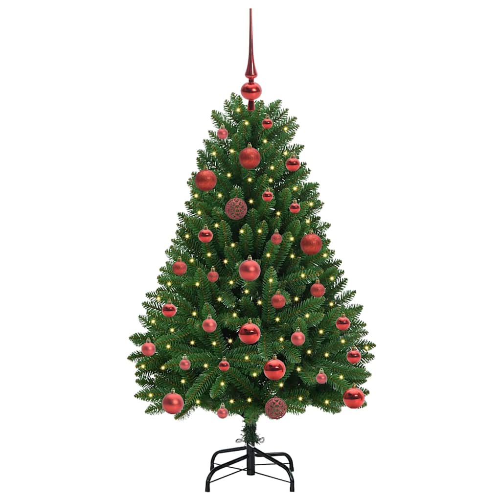 Kunstigt juletræ med 150 LED'er Grøn 120 cm PVC og metal