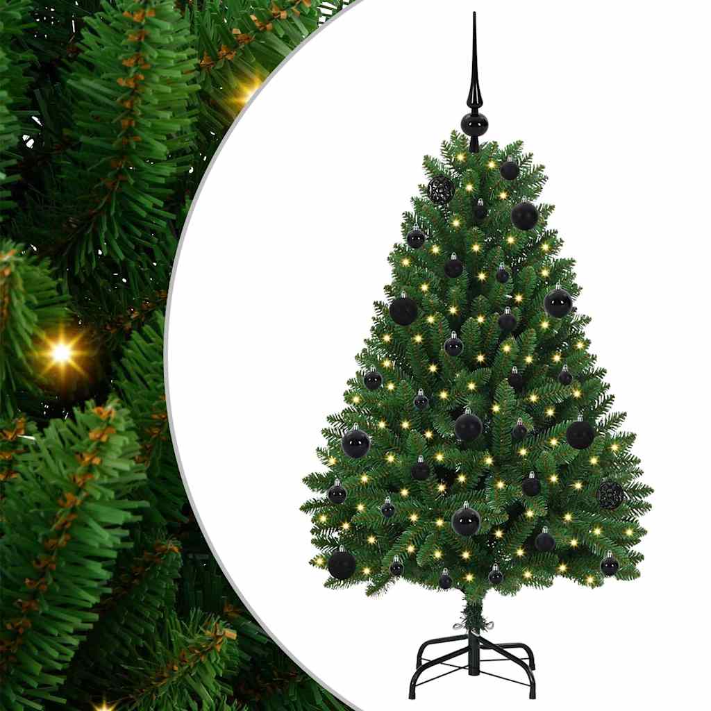 Kunstigt juletræ med 150 LED'er Grøn 120 cm PVC og metal