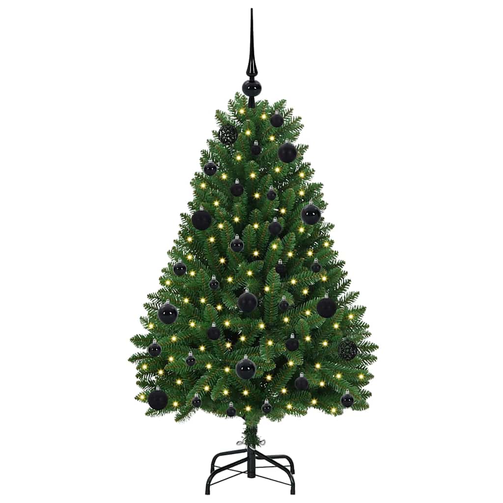 Kunstigt juletræ med 150 LED'er Grøn 120 cm PVC og metal