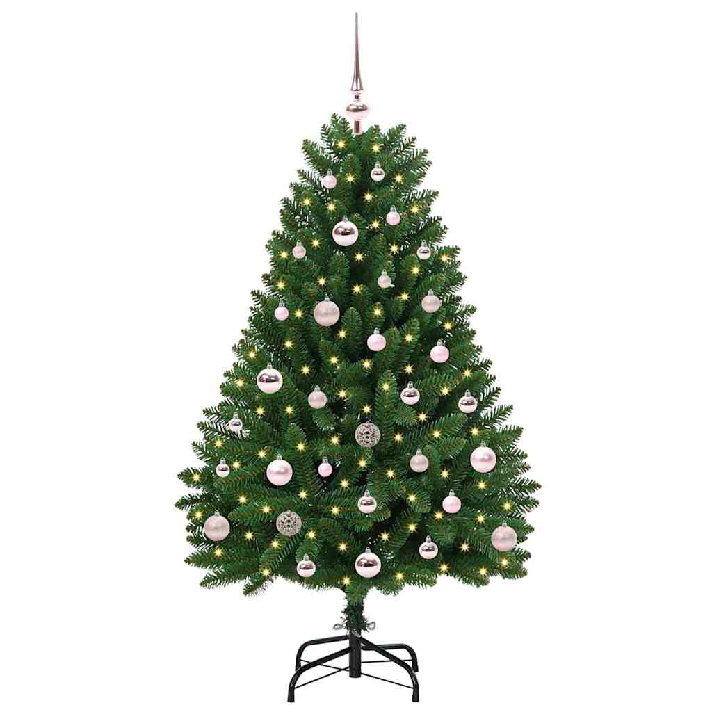 Kunstigt juletræ med 150 LED'er Grøn 120 cm PVC og metal