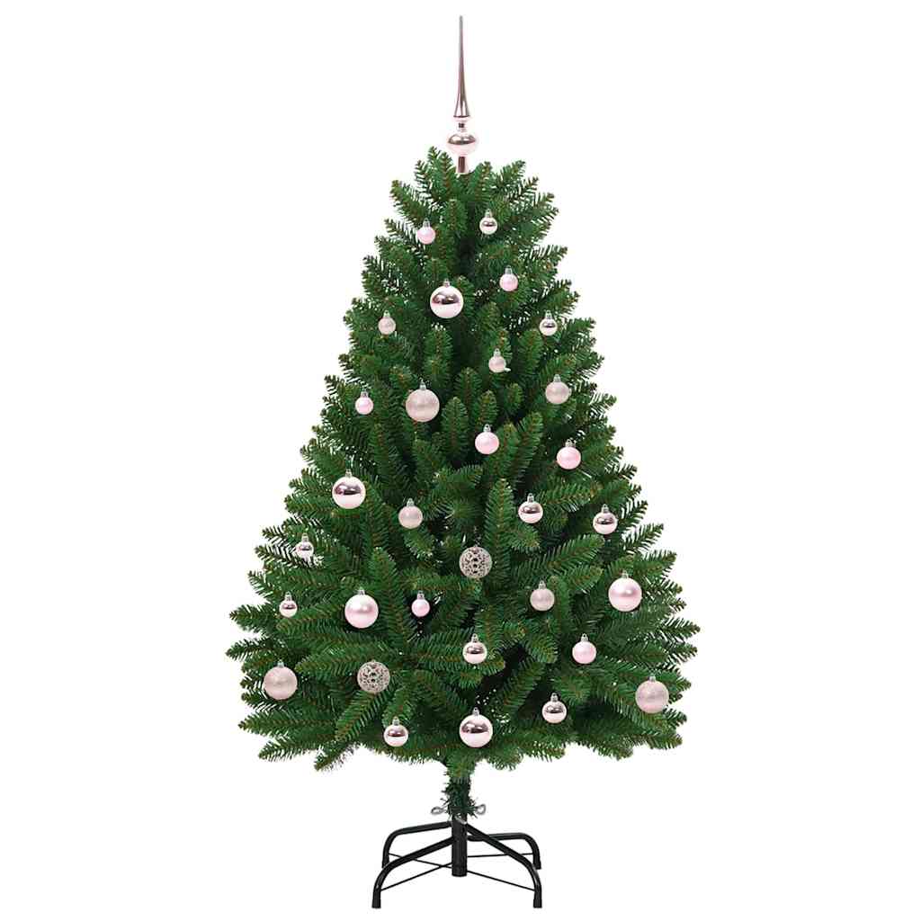 Kunstigt juletræ med 150 LED'er Grøn 120 cm PVC og metal