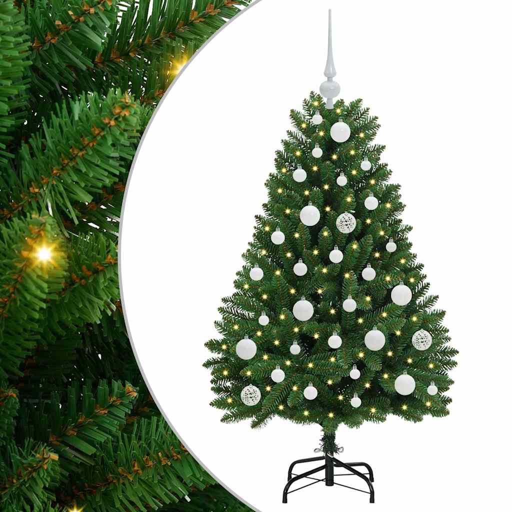 Kunstigt juletræ med 150 LED'er Grøn 120 cm PVC og metal