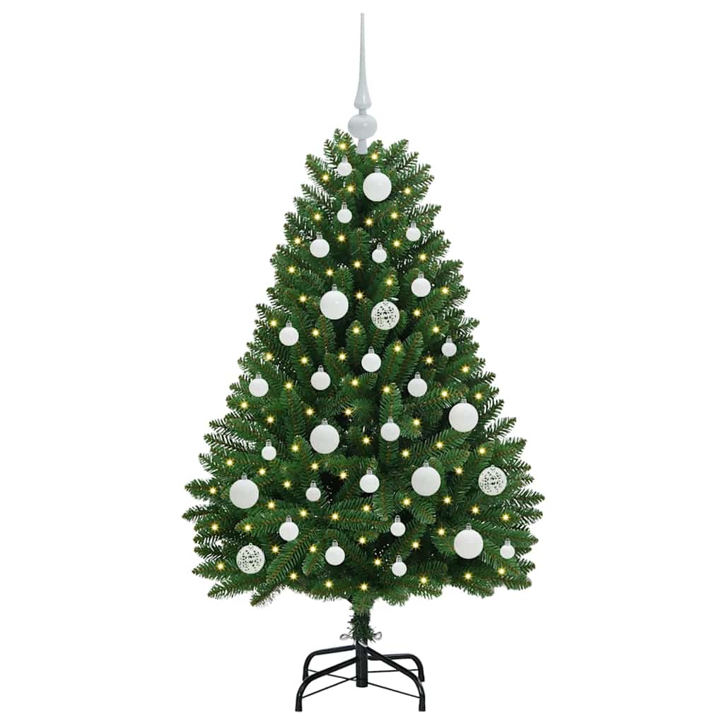 Kunstigt juletræ med 150 LED'er Grøn 120 cm PVC og metal