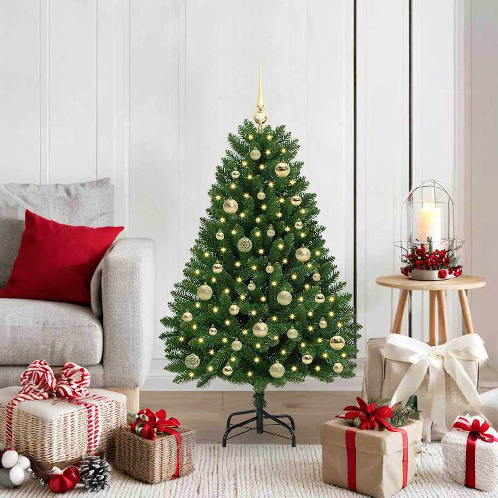 Kunstigt juletræ med 150 LED'er Grøn 120 cm PVC og metal