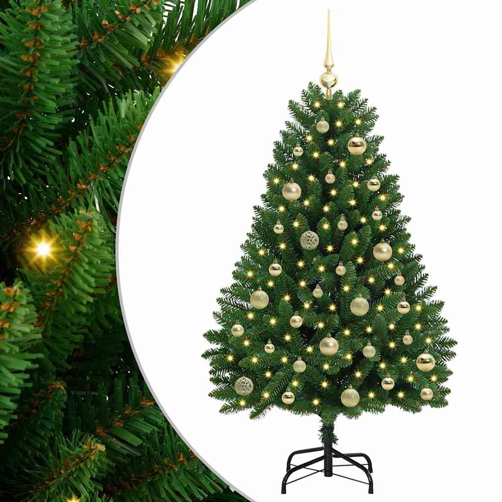 Kunstigt juletræ med 150 LED'er Grøn 120 cm PVC og metal