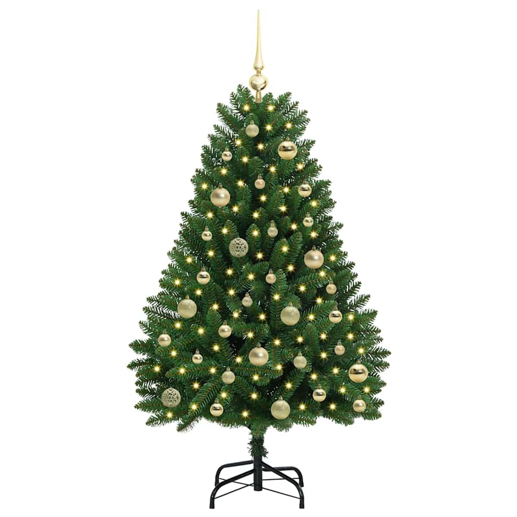 Kunstigt juletræ med 150 LED'er Grøn 120 cm PVC og metal