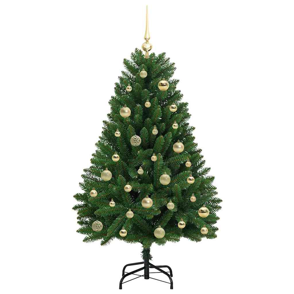 Kunstigt juletræ med 150 LED'er Grøn 120 cm PVC og metal