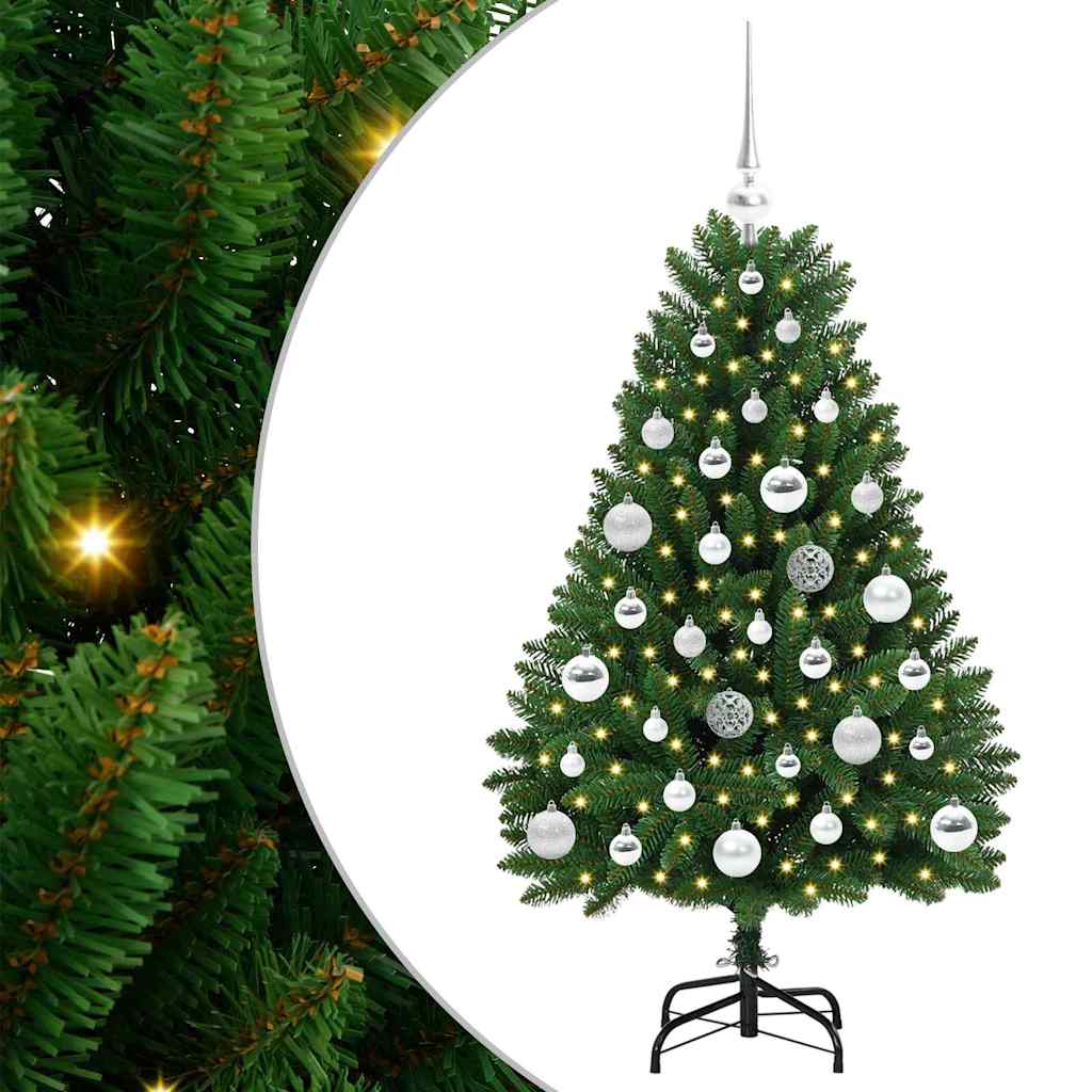 Kunstigt juletræ med 150 LED'er Grøn 120 cm PVC og metal