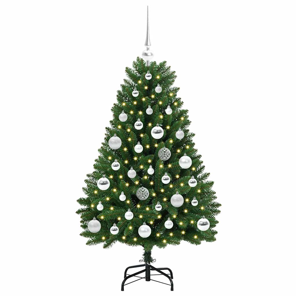 Kunstigt juletræ med 150 LED'er Grøn 120 cm PVC og metal
