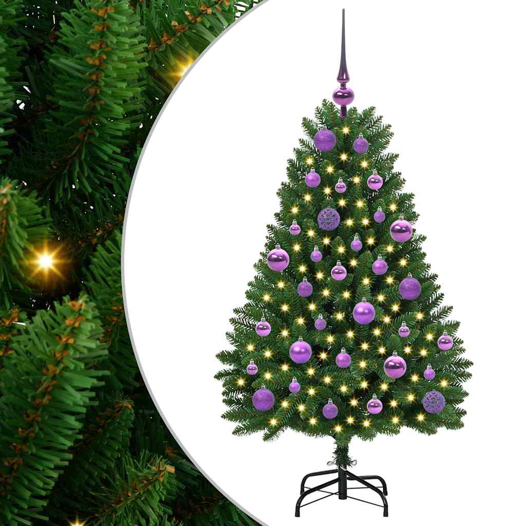 Kunstigt juletræ med 150 LED'er Grøn 120 cm PVC og metal