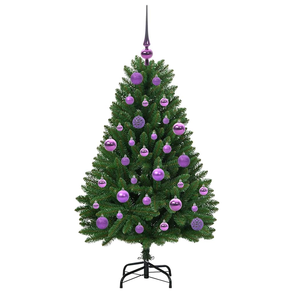 Kunstigt juletræ med 150 LED'er Grøn 120 cm PVC og metal