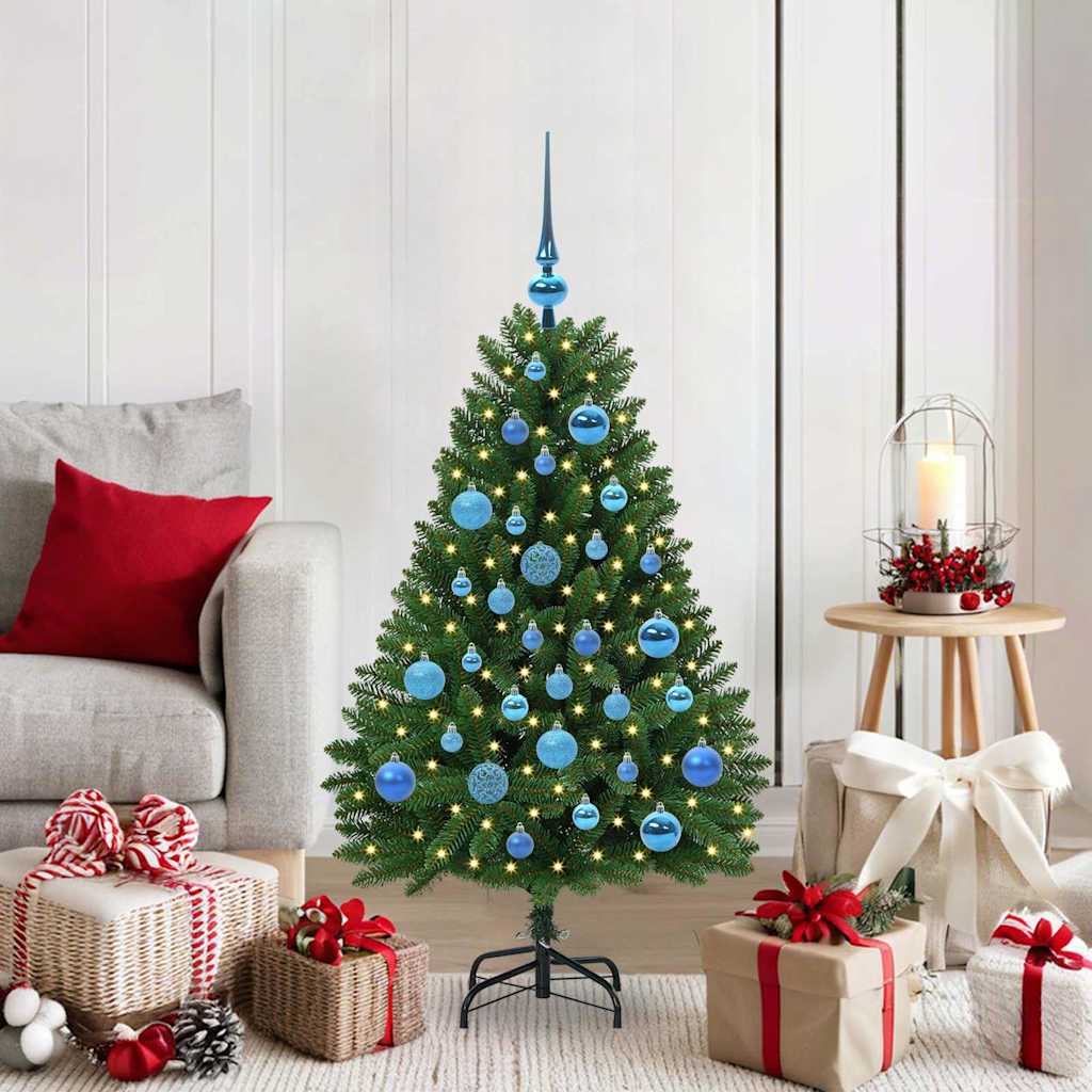 Kunstigt juletræ med 150 LED'er Grøn 120 cm PVC og metal