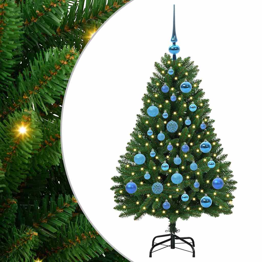 Kunstigt juletræ med 150 LED'er Grøn 120 cm PVC og metal