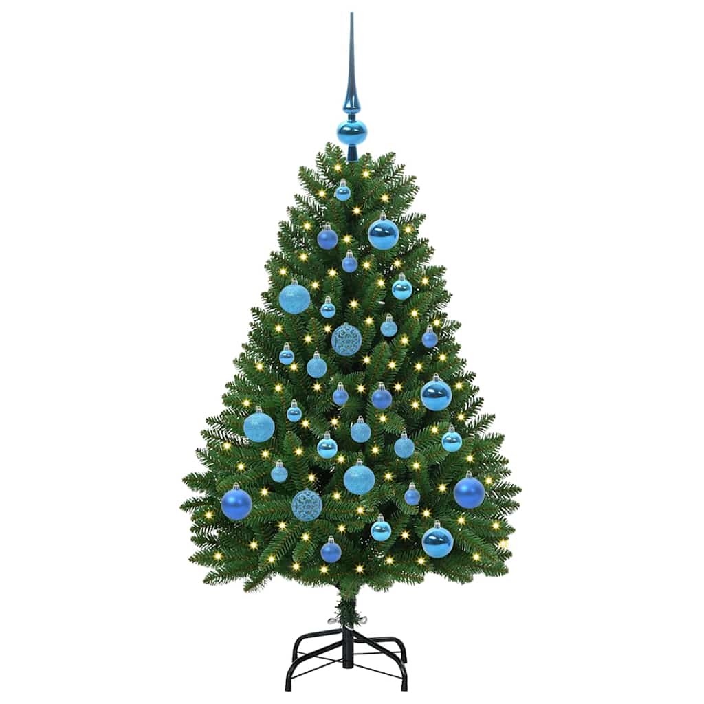 Kunstigt juletræ med 150 LED'er Grøn 120 cm PVC og metal