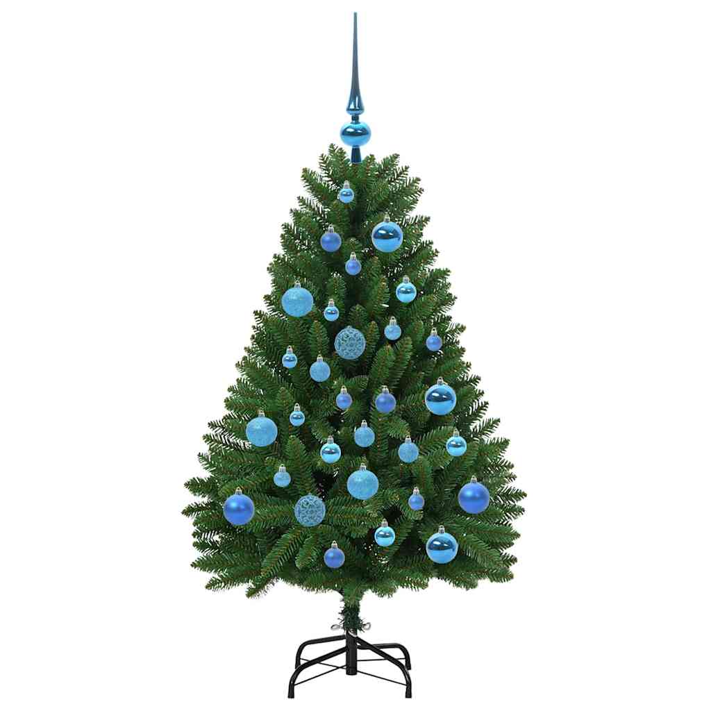 Kunstigt juletræ med 150 LED'er Grøn 120 cm PVC og metal