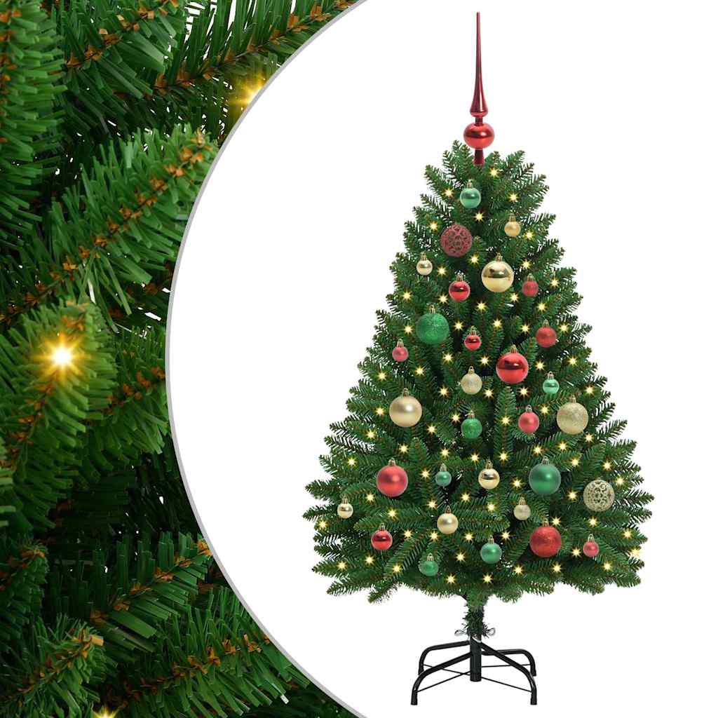 Kunstigt juletræ med 150 LED'er Grøn 120 cm PVC og metal