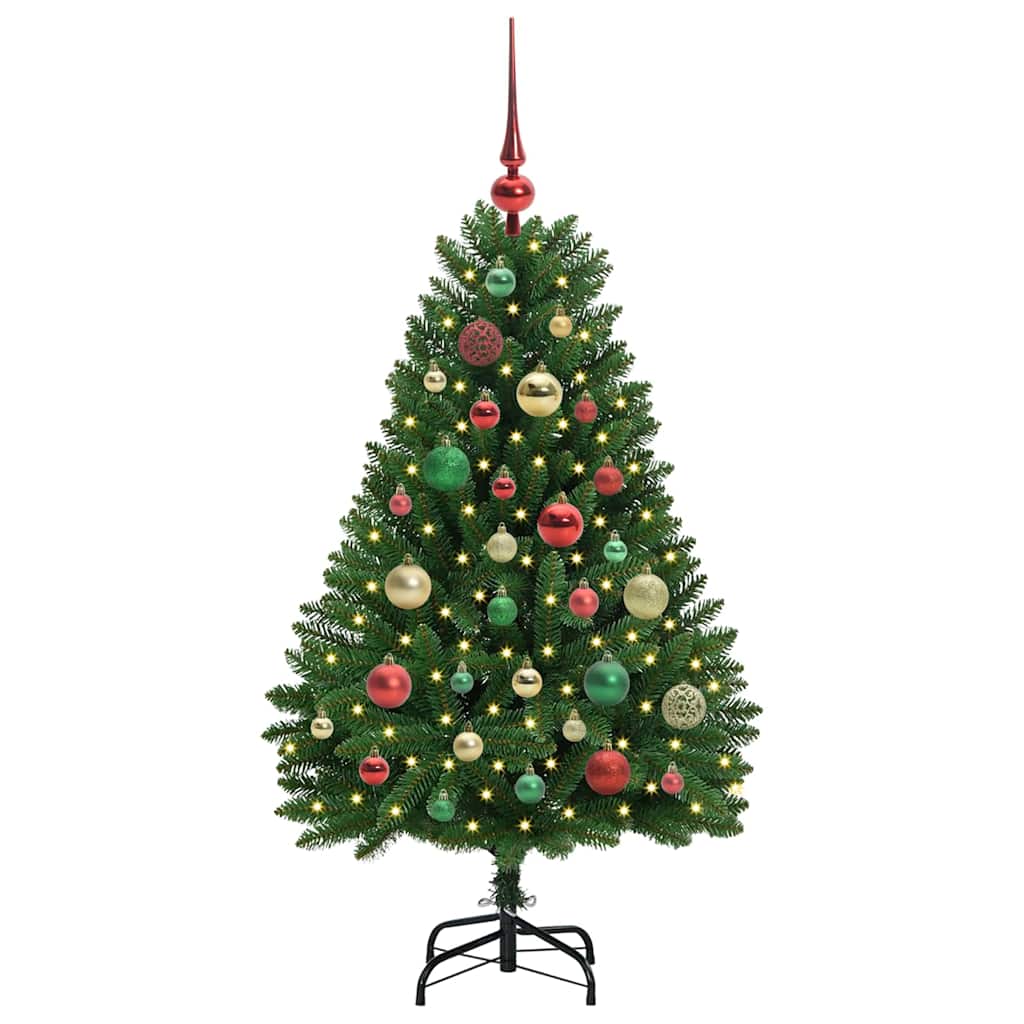 Kunstigt juletræ med 150 LED'er Grøn 120 cm PVC og metal