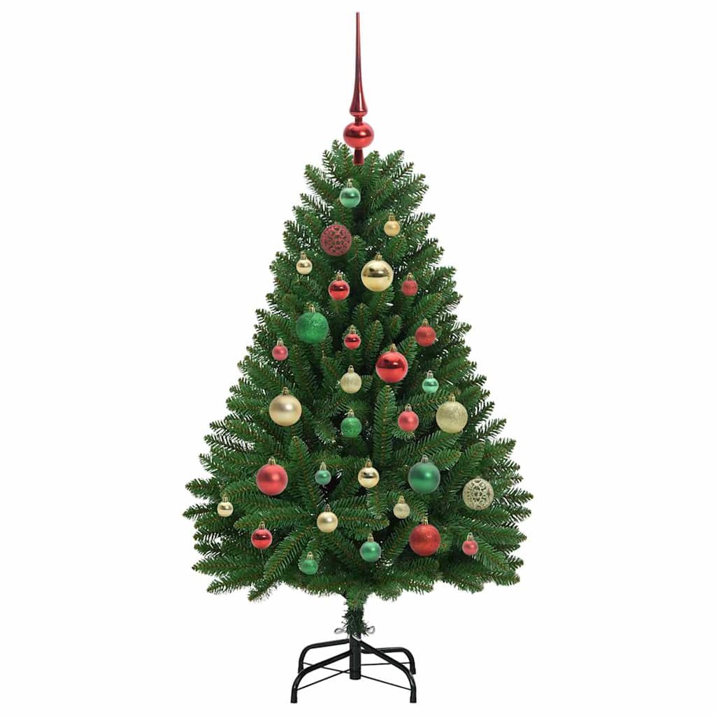 Kunstigt juletræ med 150 LED'er Grøn 120 cm PVC og metal