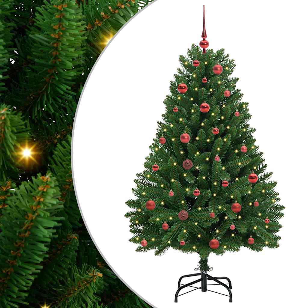 Kunstigt juletræ med 150 LED'er Grøn 150 cm PVC og metal