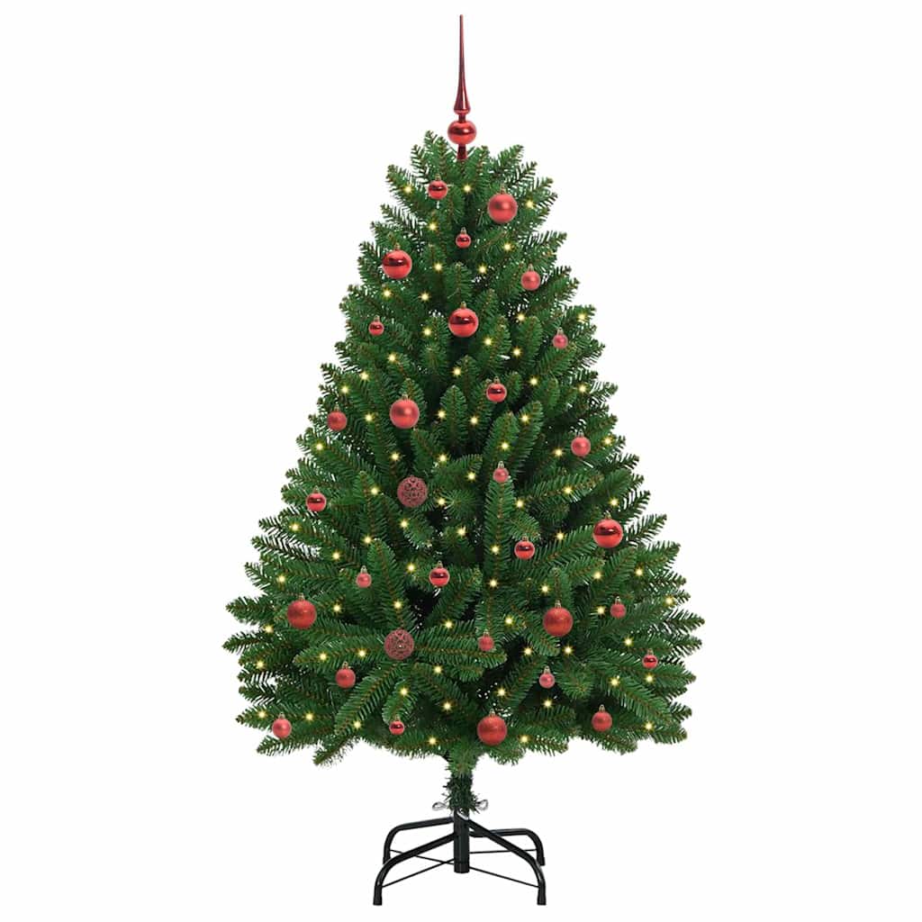 Kunstigt juletræ med 150 LED'er Grøn 150 cm PVC og metal