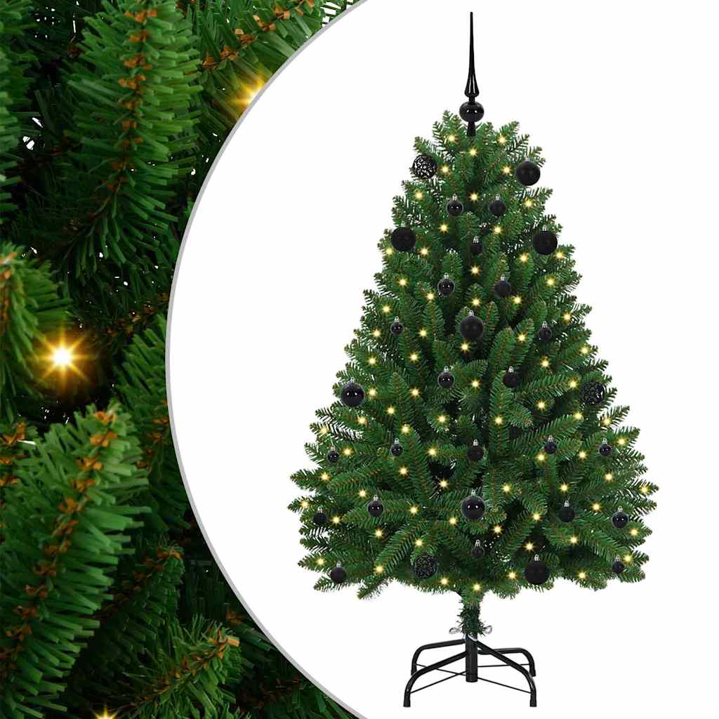 Kunstigt juletræ med 150 LED'er Grøn 150 cm PVC og metal