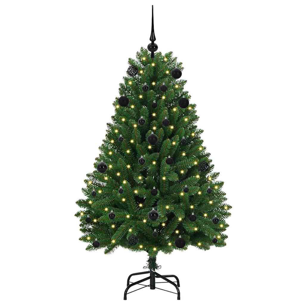 Kunstigt juletræ med 150 LED'er Grøn 150 cm PVC og metal