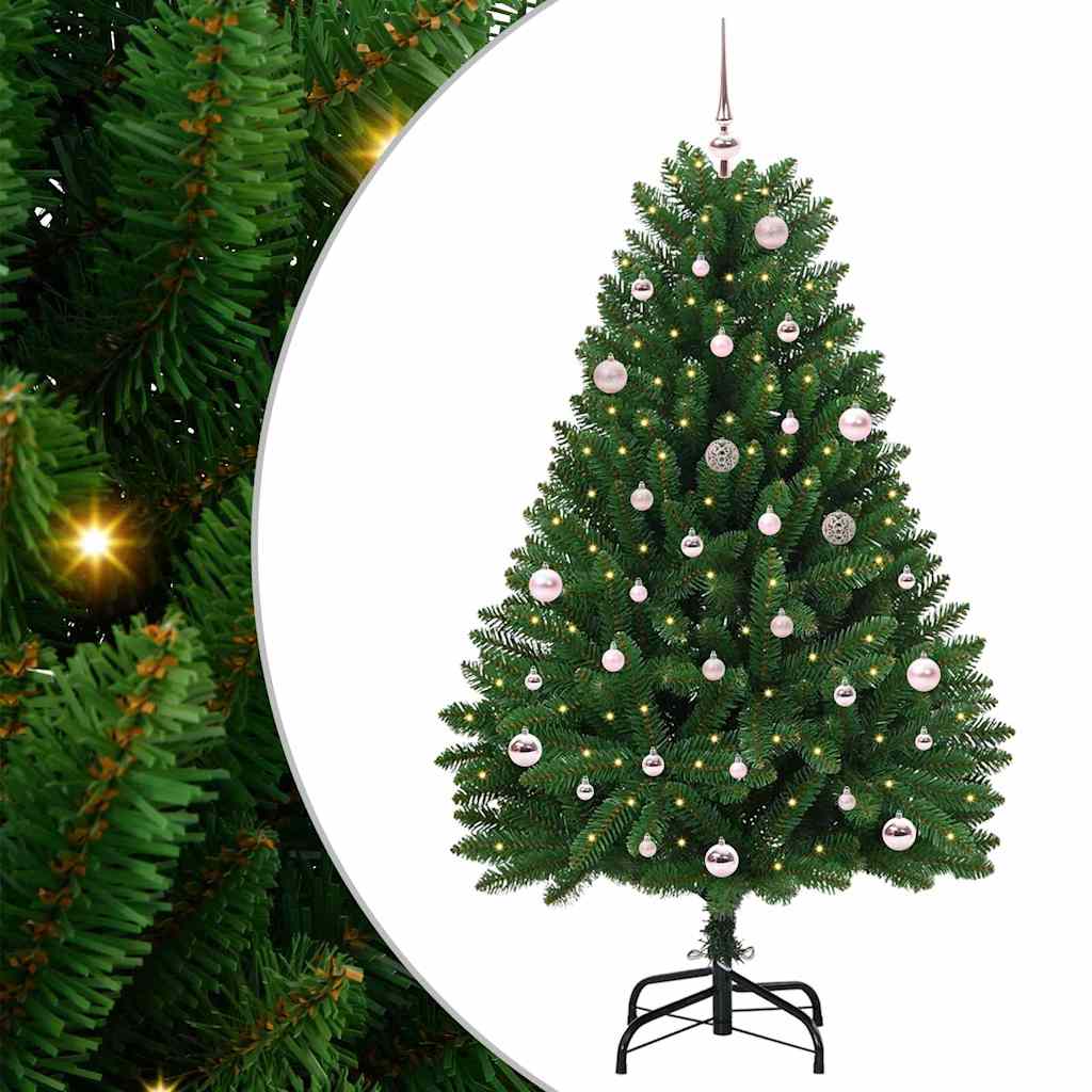Kunstigt juletræ med 150 LED'er Grøn 150 cm PVC og metal