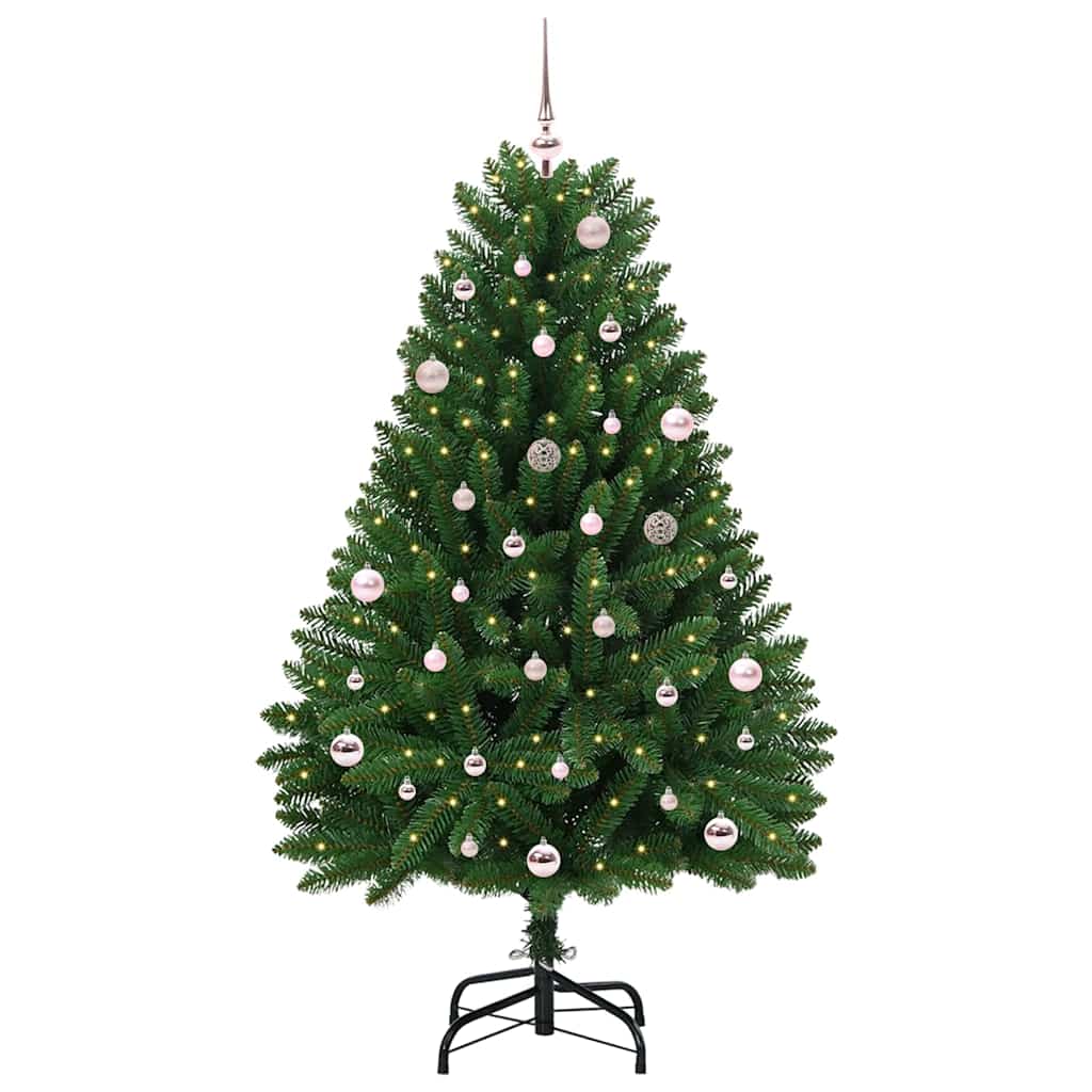 Kunstigt juletræ med 150 LED'er Grøn 150 cm PVC og metal