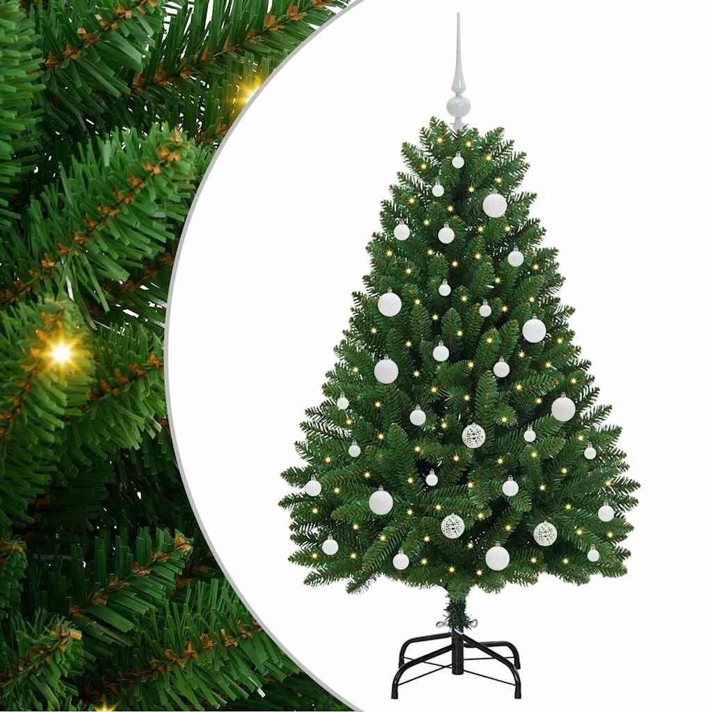 Kunstigt juletræ med 150 LED'er Grøn 150 cm PVC og metal